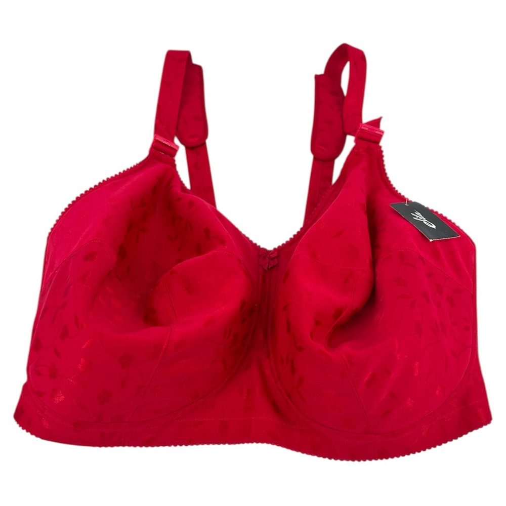 NWT Elila Jacquard Wire-Free Bra in Red Style 1305 Size 40K - Picture 2 of 10